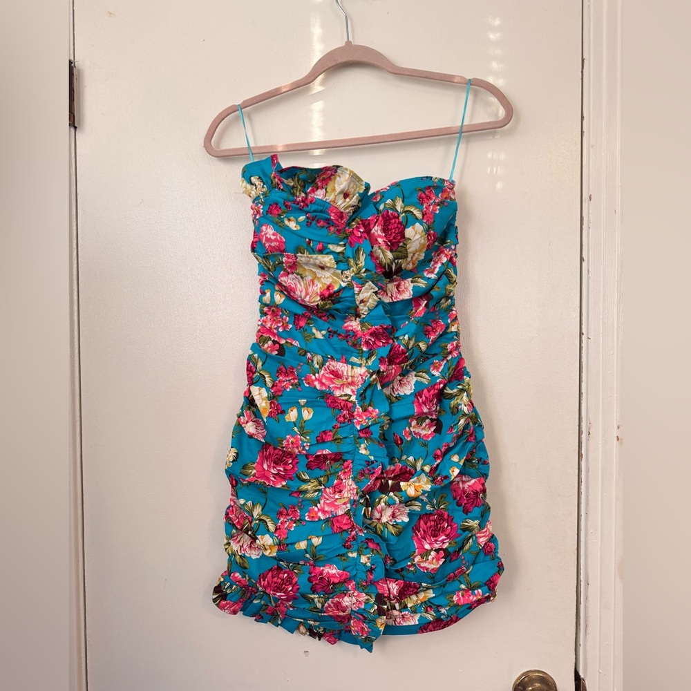 Asymmetric floral mini dress never worn size small
